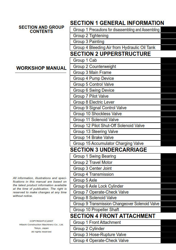 HITACHI ZX 140W-3 HYDRAULIC EXCAVATOR WORKSHOP MANUAL REPRINTED