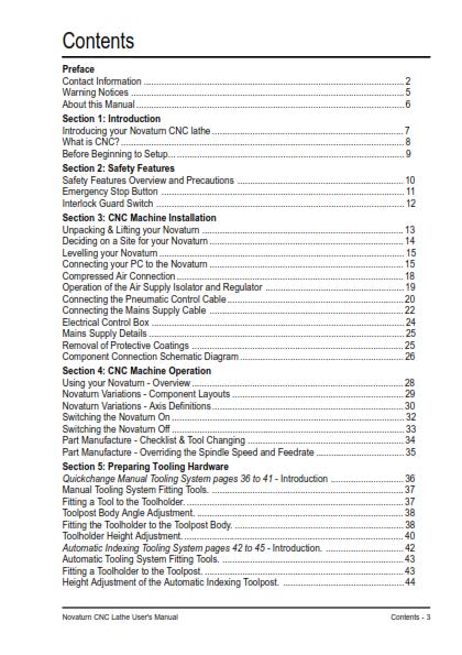 DENFORD NOVATURN CNC LATHE USER MANUAL REPRINTED COMB BOUND