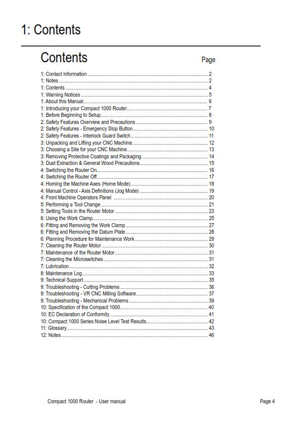 DENFORD COMPACT 1000 ROUTER CNC MACHINE USER MANUAL REPRINTED COMB BOUND
