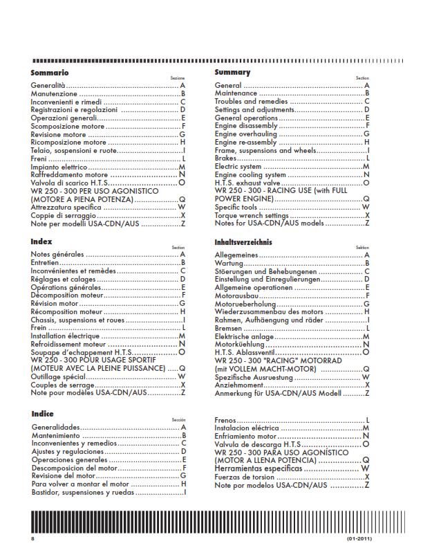 HUSQVARNA WR 250 300 2011 - 2013 REPAIR WORKSHOP SERVICE MANUAL REPRINTED