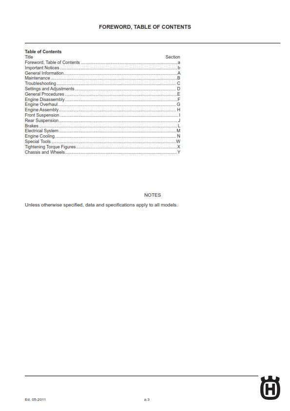 HUSQVARNA 2011-2013 WRE SMS 125 REPAIR WORKSHOP SERVICE MANUAL REPRINTED