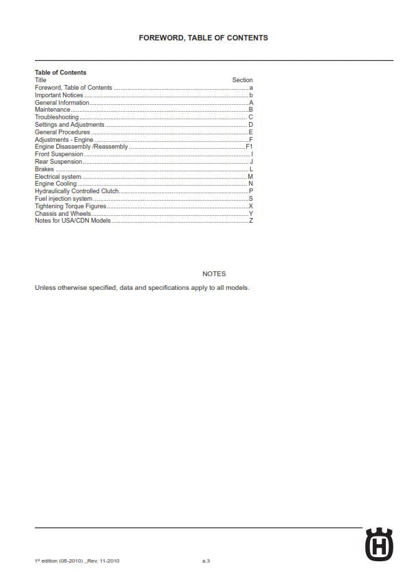 HUSQVARNA 2011 TC TE TXC SMR 449 511 REPAIR WORKSHOP SERVICE MANUAL REPRINTED