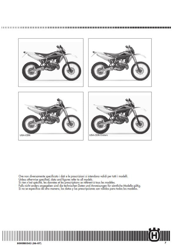 HUSQVARNA WR 250 2008 REPAIR WORKSHOP SERVICE MANUAL REPRINTED COMB BOUND