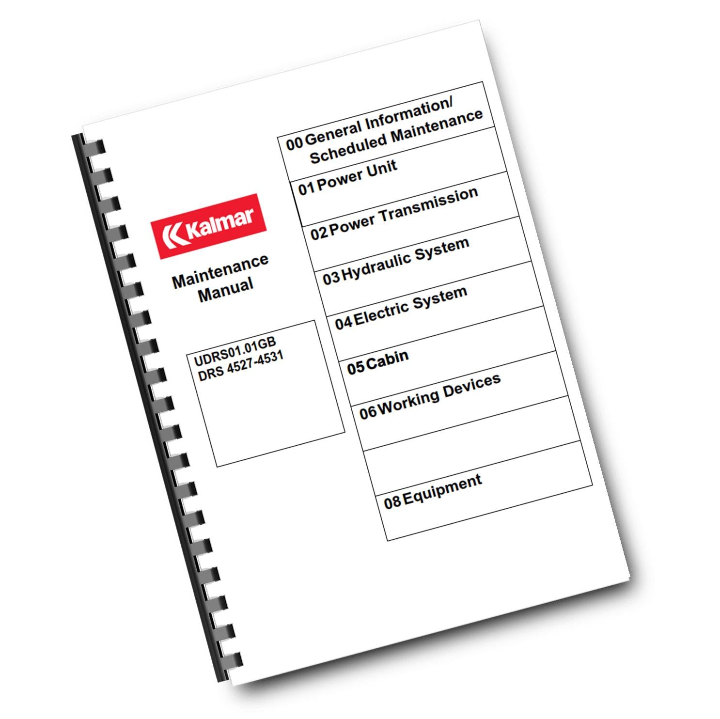 KALMAR DRS 4527 - 4531 UDRS01.01GB MAINTENANCE MANUAL REPRINTED COMB BOUND