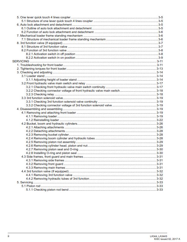 KUBOTA FRONT LOADER LA344 LA344S WORKSHOP SERVICE MANUAL REPRINTED COMB BOUND