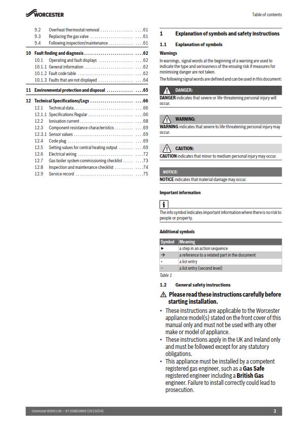 WORCESTER GREENSTAR 8000 LIFE GR8300iW R INSTALLATION MANUAL REPRINTED