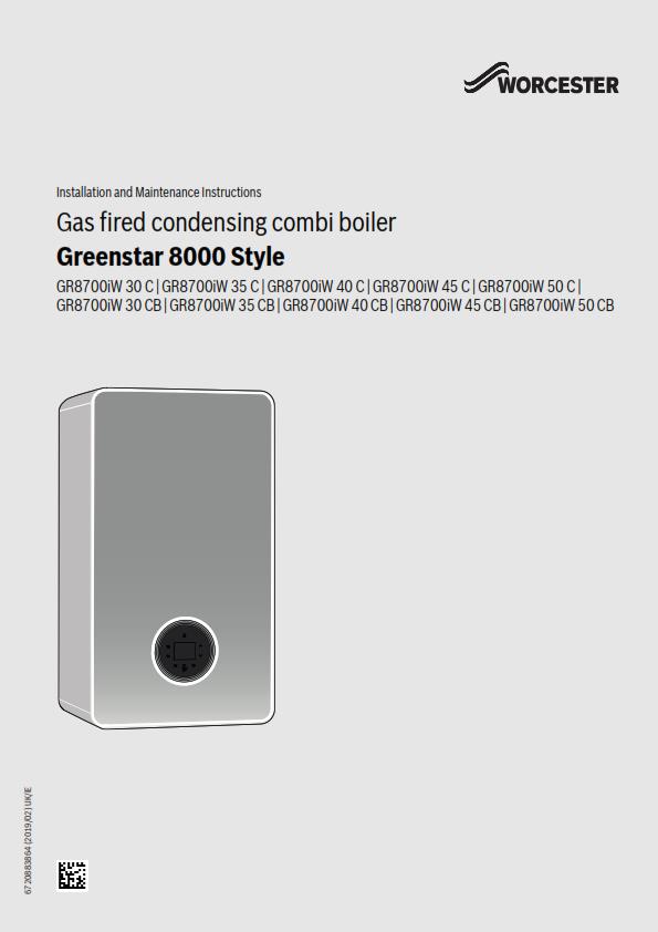 WORCESTER GREENSTAR 8000 STYLE GR8700iW C CB INSTALLATION MANUAL REPRINTED