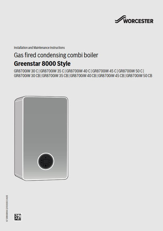 WORCESTER GREENSTAR 8000 STYLE GR8700iW C CB INSTALLATION MANUAL REPRINTED