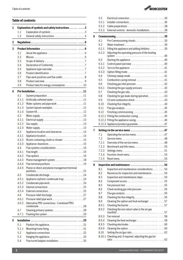 WORCESTER GREENSTAR 8000 STYLE GR8700iW C CB INSTALLATION MANUAL REPRINTED