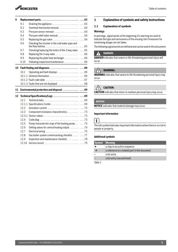 WORCESTER GREENSTAR 8000 STYLE GR8700iW C CB INSTALLATION MANUAL REPRINTED