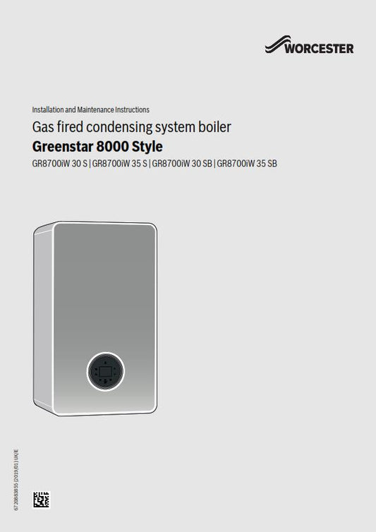WORCESTER GREENSTAR 8000 STYLE GR8700iW S SB INSTALLATION MANUAL REPRINTED