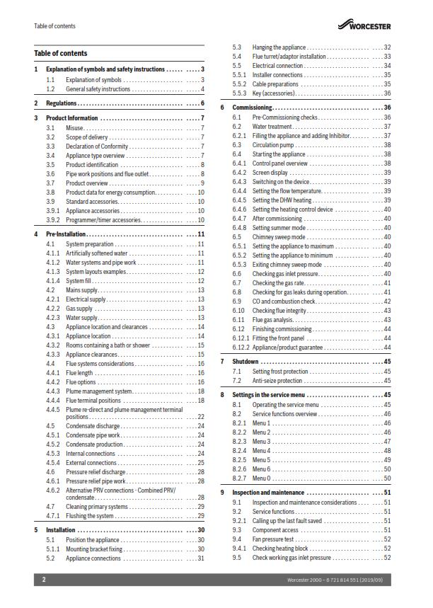 WORCESTER 2000 GC2000iW C INSTALLATION & MAINTENANCE MANUAL REPRINTED
