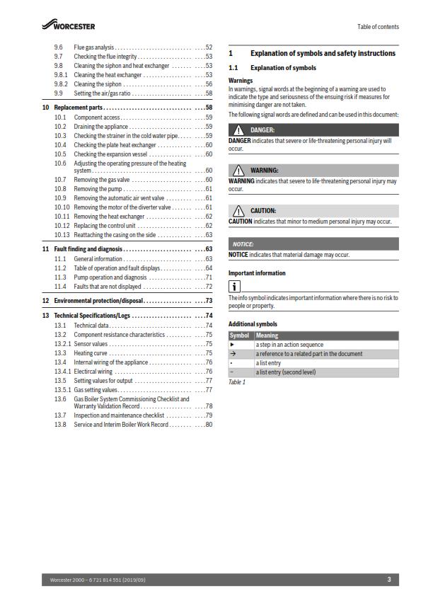 WORCESTER 2000 GC2000iW C INSTALLATION & MAINTENANCE MANUAL REPRINTED