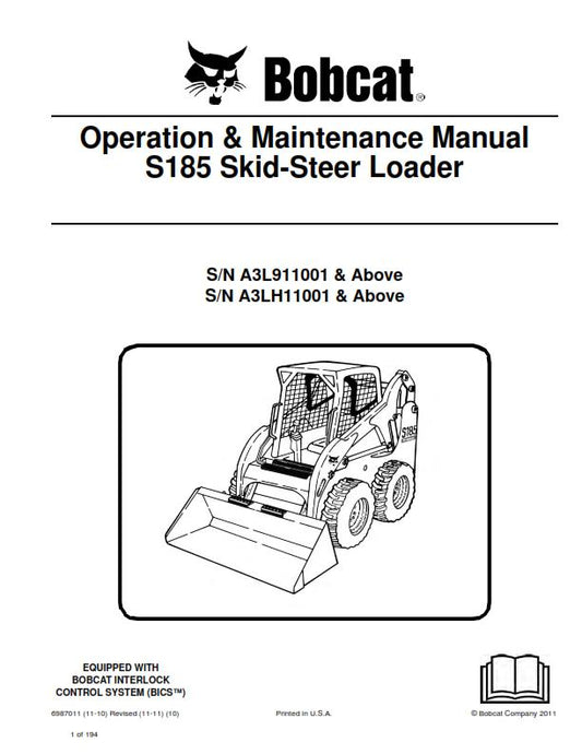 BOBCAT S185 SKID STEER LOADER OPERATION MAINTENANCE MANUAL REPRINTED COMB BOUND
