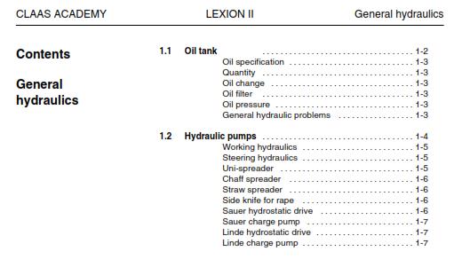 CLAAS LEXION 480 - 405 TECHNICAL HYDRAULIC  SYSTEMS MANUAL PRINTED COMB BOUND