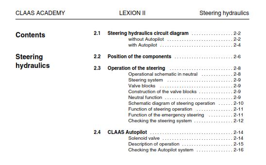 CLAAS LEXION 480 - 405 TECHNICAL HYDRAULIC  SYSTEMS MANUAL PRINTED COMB BOUND