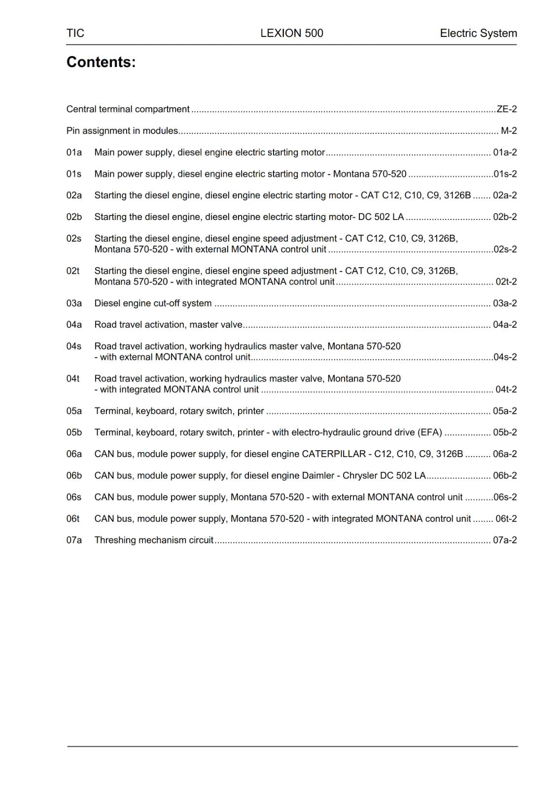 CLAAS LEXION 570 - 520 MONTANA TECHNICAL ELECTRIC MANUAL PRINTED COMB BOUND