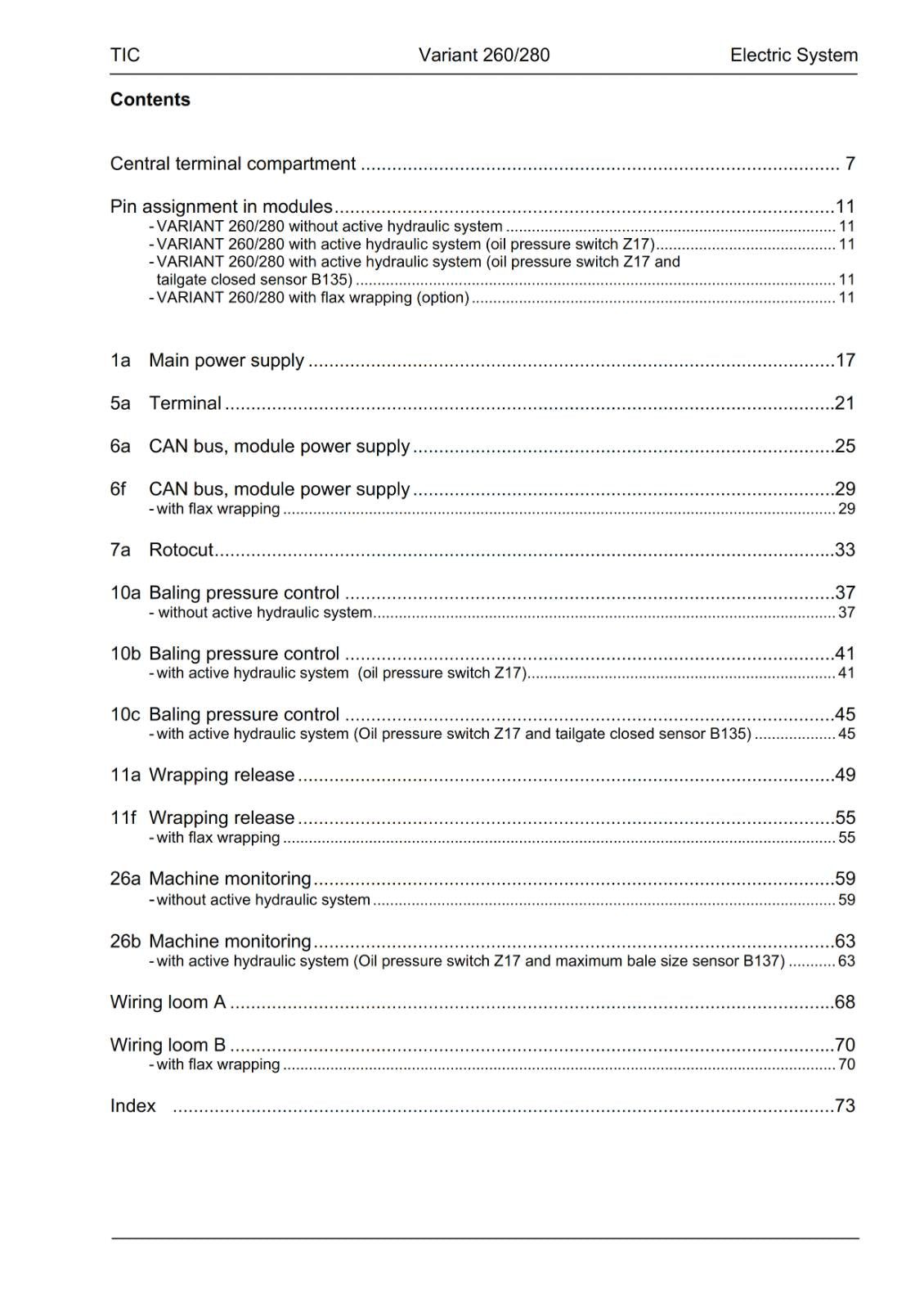 CLAAS VARIANT 260 280 TECHNICAL & ELECTRIC SYSTEMS MANUAL PRINTED COMB BOUND