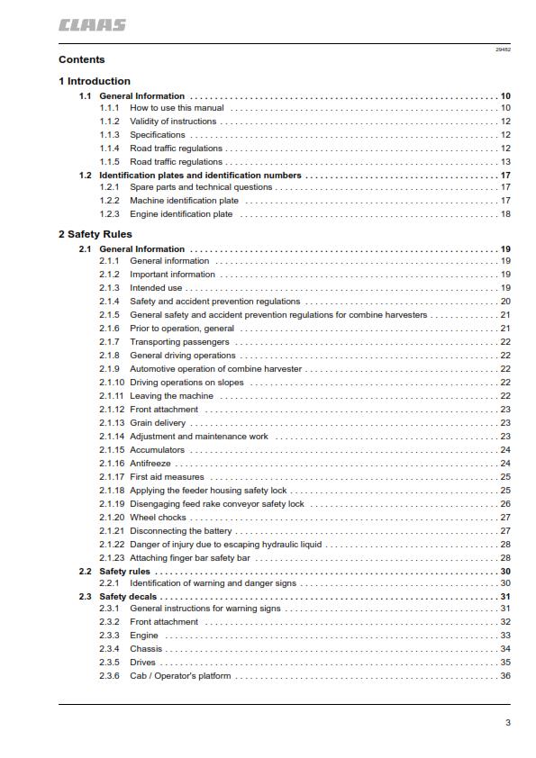 CLAAS CROP TIGER 30 OPERATOR MANUAL REPRINTED
