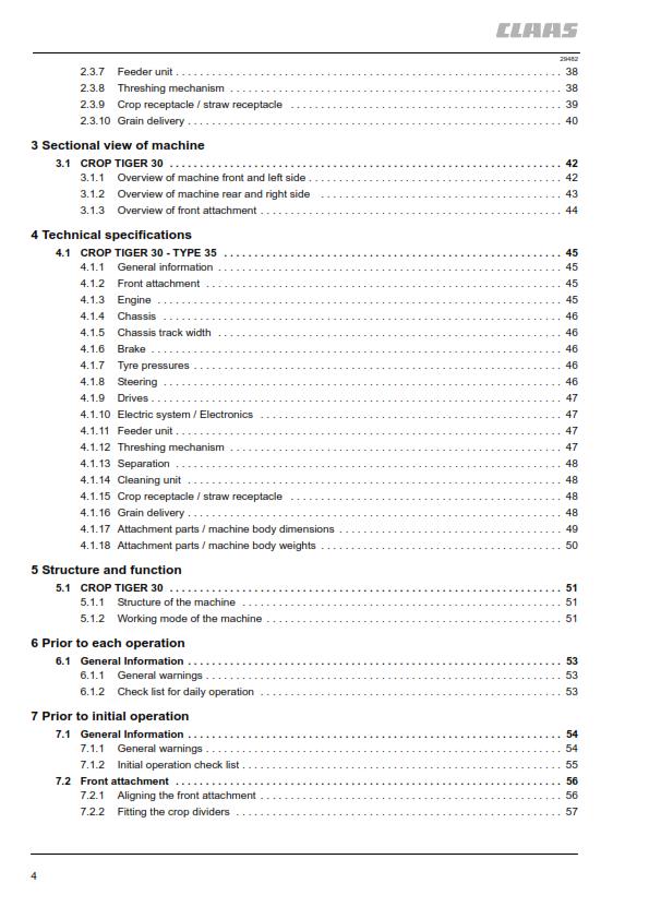 CLAAS CROP TIGER 30 OPERATOR MANUAL REPRINTED