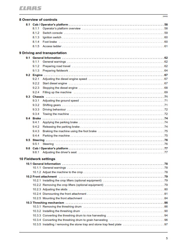 CLAAS CROP TIGER 30 OPERATOR MANUAL REPRINTED