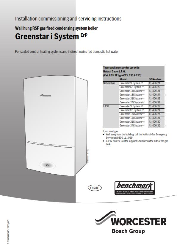 WORCESTER GREENSTAR i-SYSTEM ERP INSTALLATION SERVICING MANUAL REPRINTED