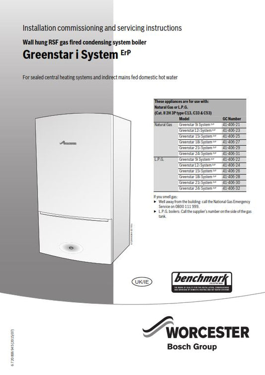 WORCESTER GREENSTAR i-SYSTEM ERP INSTALLATION SERVICING MANUAL REPRINTED