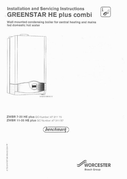 WORCESTER GREENSTAR HE PLUS COMBI INSTALLATION SERVICING MANUAL REPRINTED