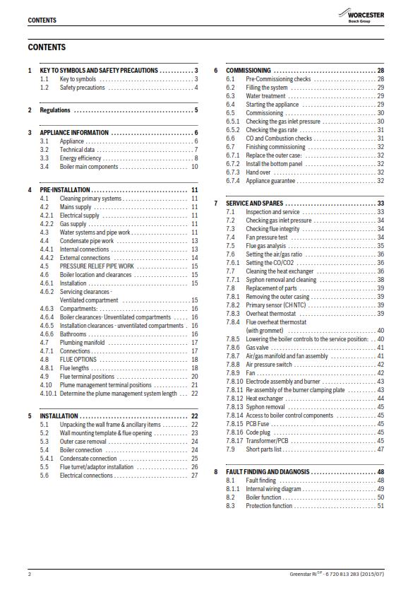 WORCESTER GREENSTAR Ri ErP INSTALLATION COMMISSIONING SERVICING MANUAL REPRINTED