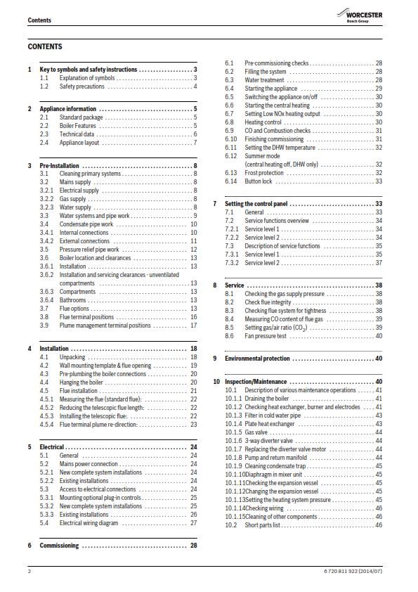 WORCESTER GREENSTAR 24 28 30 INSTALLATION COMMISSIONING SERVICING MANUAL REPRINT