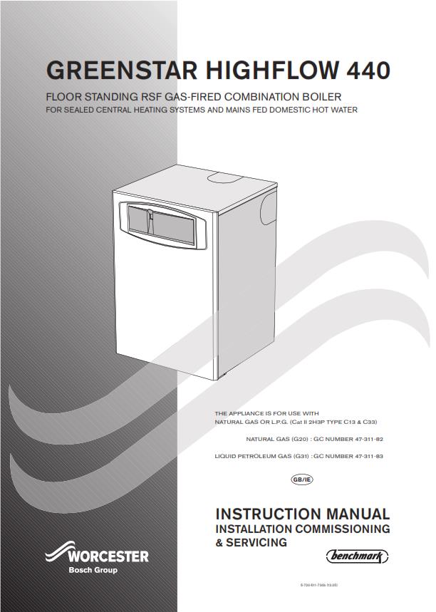 WORCESTER GREENSTAR HIGHFLOW 440 INSTALLATION SERVICING MANUAL REPRINT