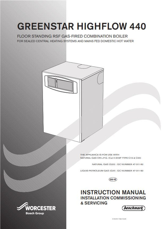 WORCESTER GREENSTAR HIGHFLOW 440 INSTALLATION SERVICING MANUAL REPRINT