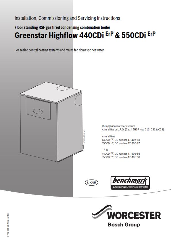 WORCESTER GREENSTAR HIGHFLOW 440CDi 550CDi INSTALLATION SERVICING MANUAL REPRINT