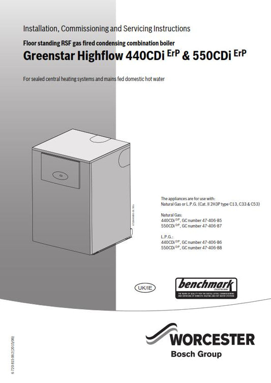 WORCESTER GREENSTAR HIGHFLOW 440CDi 550CDi INSTALLATION SERVICING MANUAL REPRINT