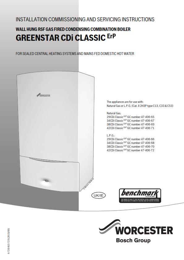 WORCESTER GREENSTAR CDi CLASSIC ErP INSTALLATION SERVICING MANUAL REPRINT