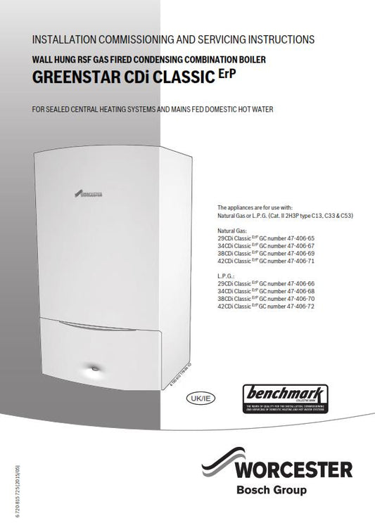 WORCESTER GREENSTAR CDi CLASSIC ErP INSTALLATION SERVICING MANUAL REPRINT