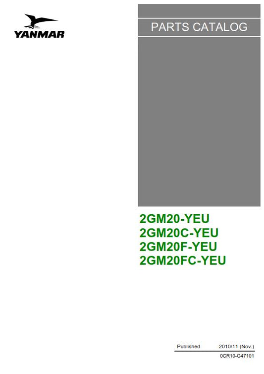 YANMAR 2GM20 2GM20C 2GM20F 2GM20FC MARINE DIESEL ENGINE PARTS MANUAL REPRINTED