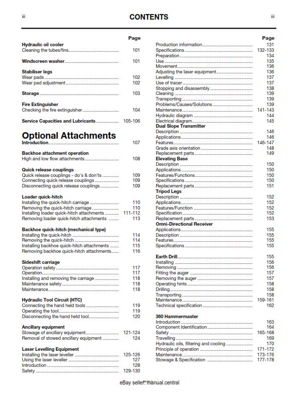 JCB  4CX BACKHOE LOADER OPERATOR MANUAL MAR 96 EDITION REPRINTED