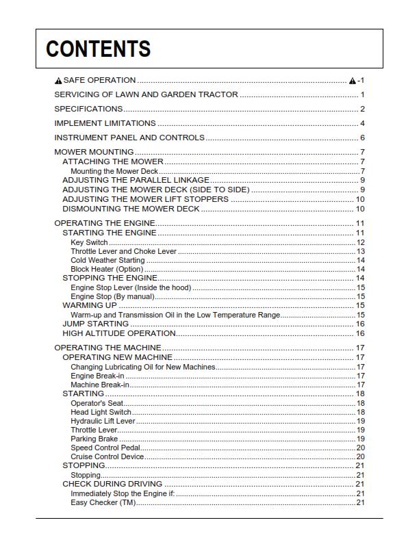 KUBOTA LAWN TRACTOR GR2020G GR2120 GR2120AU OPERATORS MANUAL REPRINTED 2017