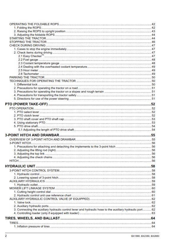 KUBOTA TRACTOR BX1880 BX2380 BX2680 OPERATOR MANUAL REPRINTED 2016 EDITION