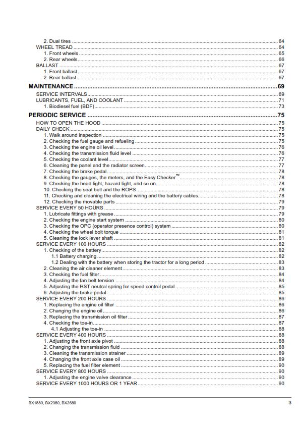 KUBOTA TRACTOR BX1880 BX2380 BX2680 OPERATOR MANUAL REPRINTED 2016 EDITION