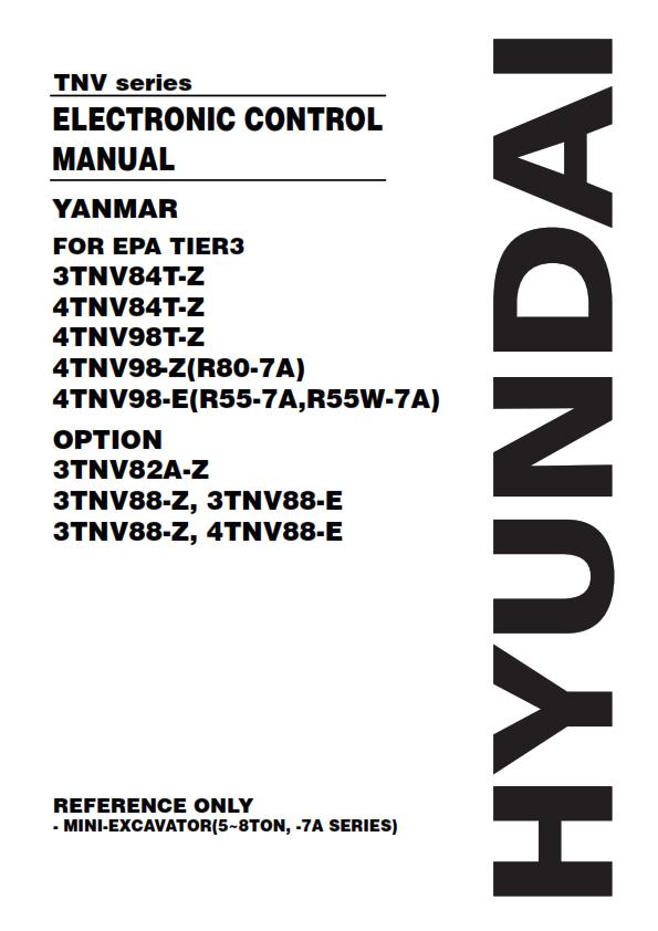 HYUNDAI TNV SERIES ELECTRONIC CONTROL MANUAL YANMAR ENGINES REPRINTED
