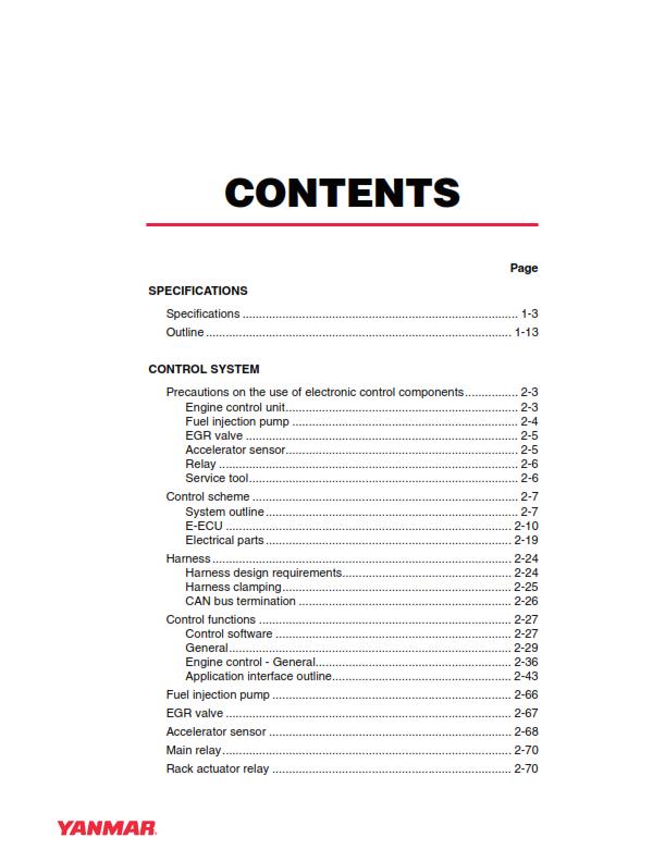 HYUNDAI TNV SERIES ELECTRONIC CONTROL MANUAL YANMAR ENGINES REPRINTED