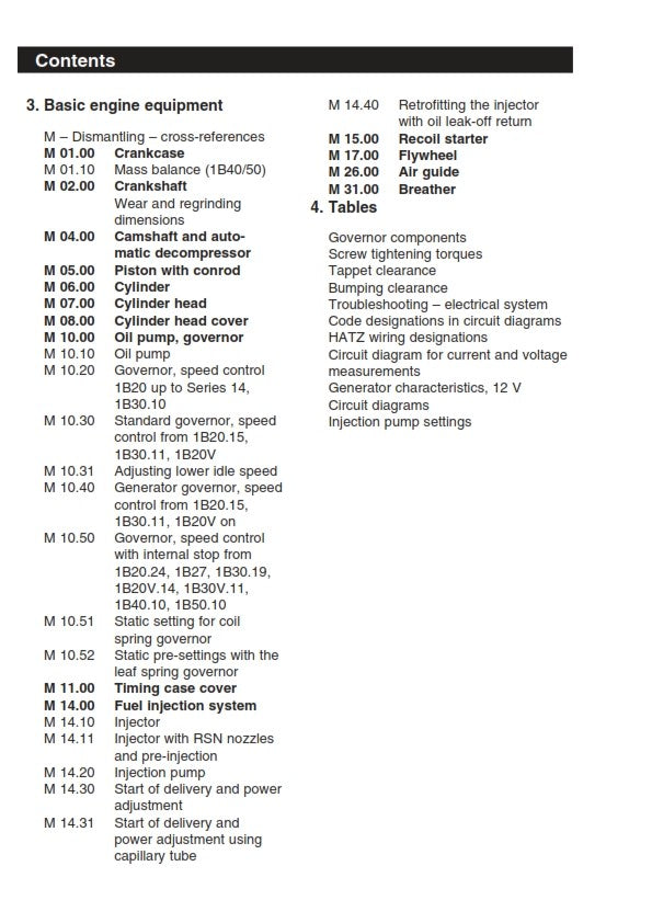 HATZ DIESEL ENGINE 1B 20 27 30 40 50 WORKSHOP SERVICE MANUAL REPRINT COMB BOUND