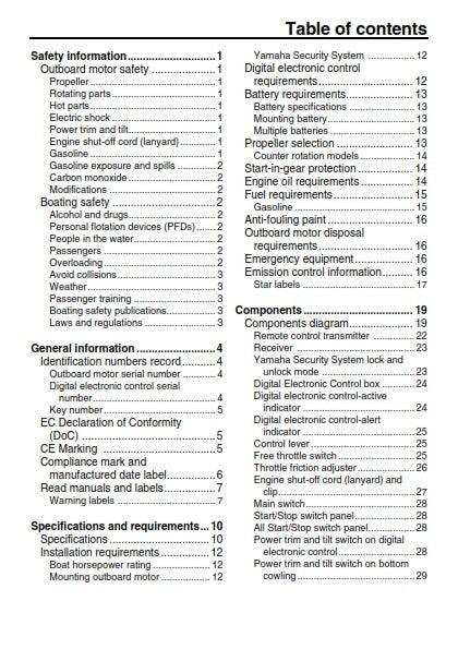 YAMAHA F225F FL225F F250D FL250D F300B FL30B F250D1 F300B1 OWNER MANUAL REPRINT
