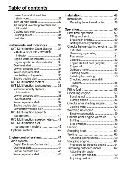 YAMAHA F225F FL225F F250D FL250D F300B FL30B F250D1 F300B1 OWNER MANUAL REPRINT