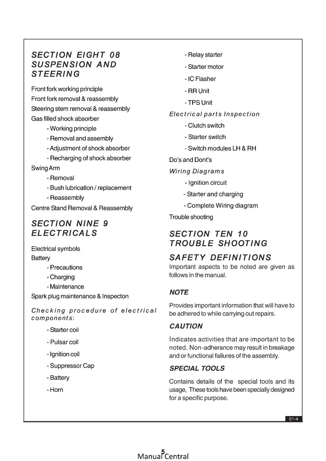 ROYAL ENFIELD BULLET EFI CLASSIC ELECTRA WORKSHOP SERVICE MANUAL