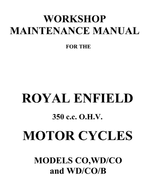ROYAL ENFIELD 1945 - 1946 350 CC OHV REPAIR WORKSHOP SERVICE MANUAL REPRINTED
