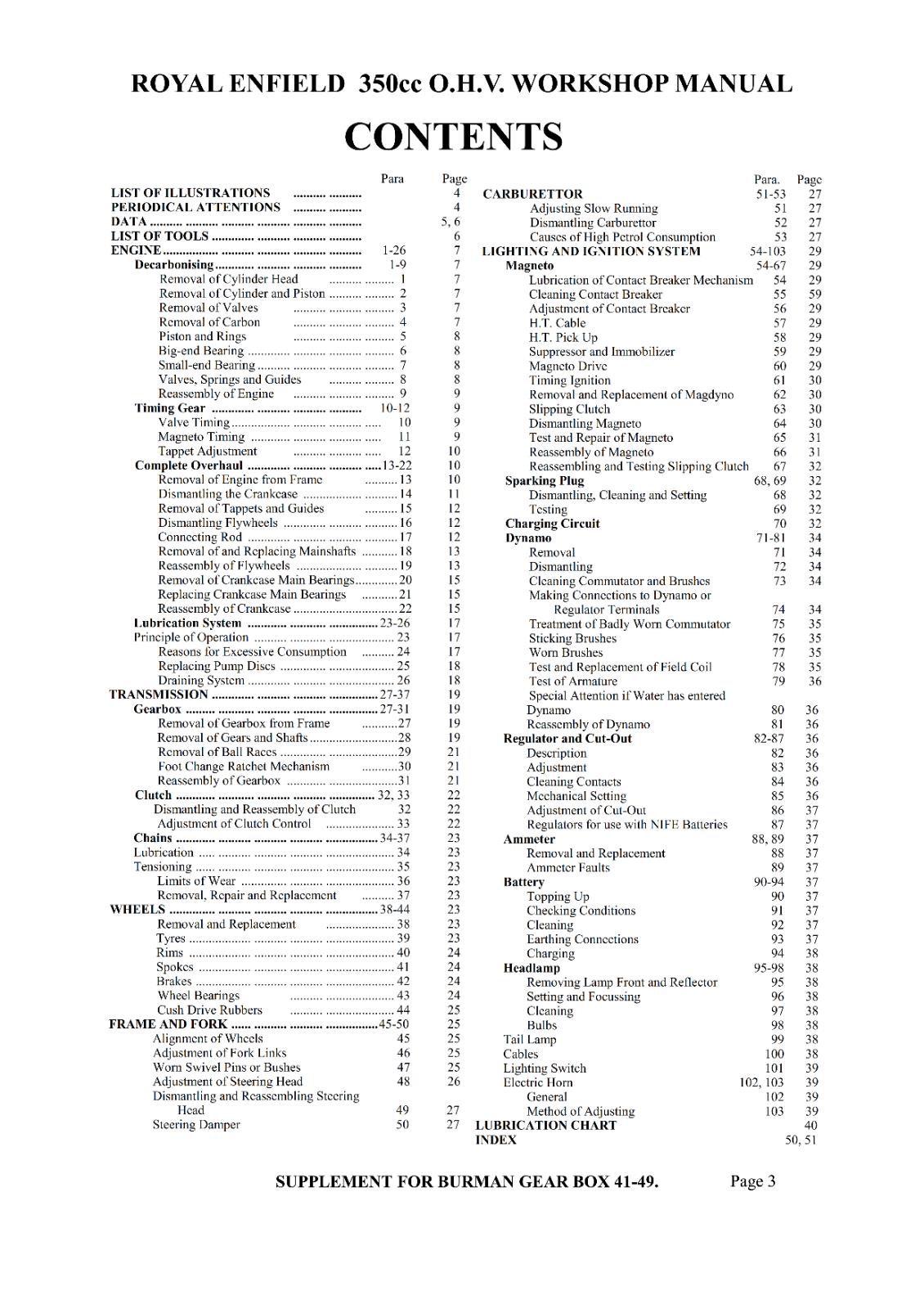 ROYAL ENFIELD 1945 - 1946 350 CC OHV REPAIR WORKSHOP SERVICE MANUAL REPRINTED
