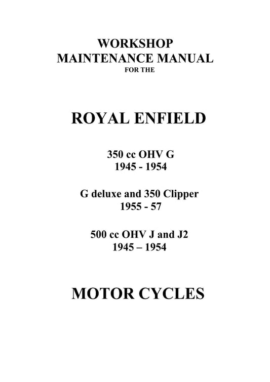 ROYAL ENFIELD 1945 - 1957 350CC 500CC REPAIR WORKSHOP SERVICE MANUAL REPRINTED